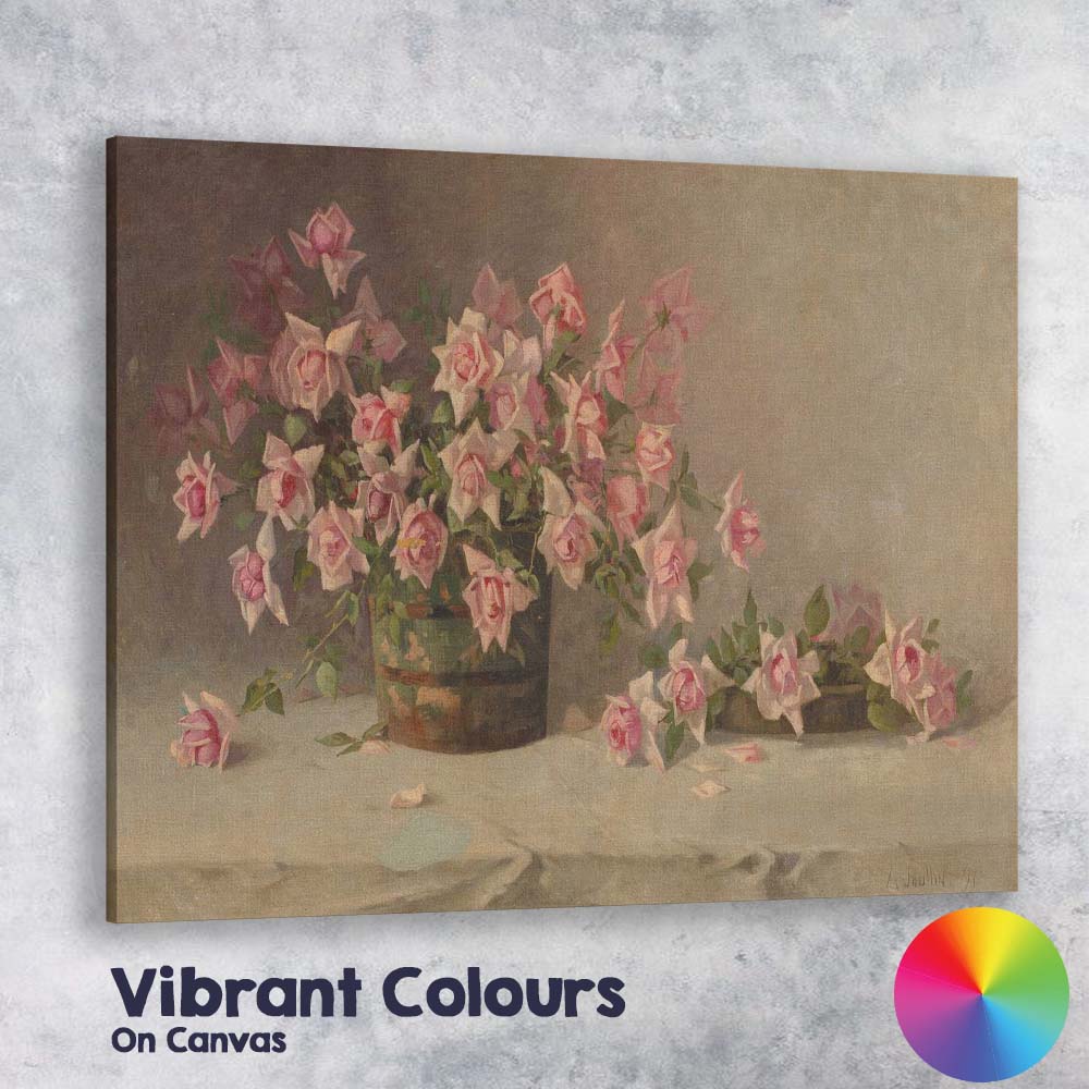 Soft Pink Rose Still Life Floral Oil Painting Canvas Wall Art Print Decor Picture Ready to Hang