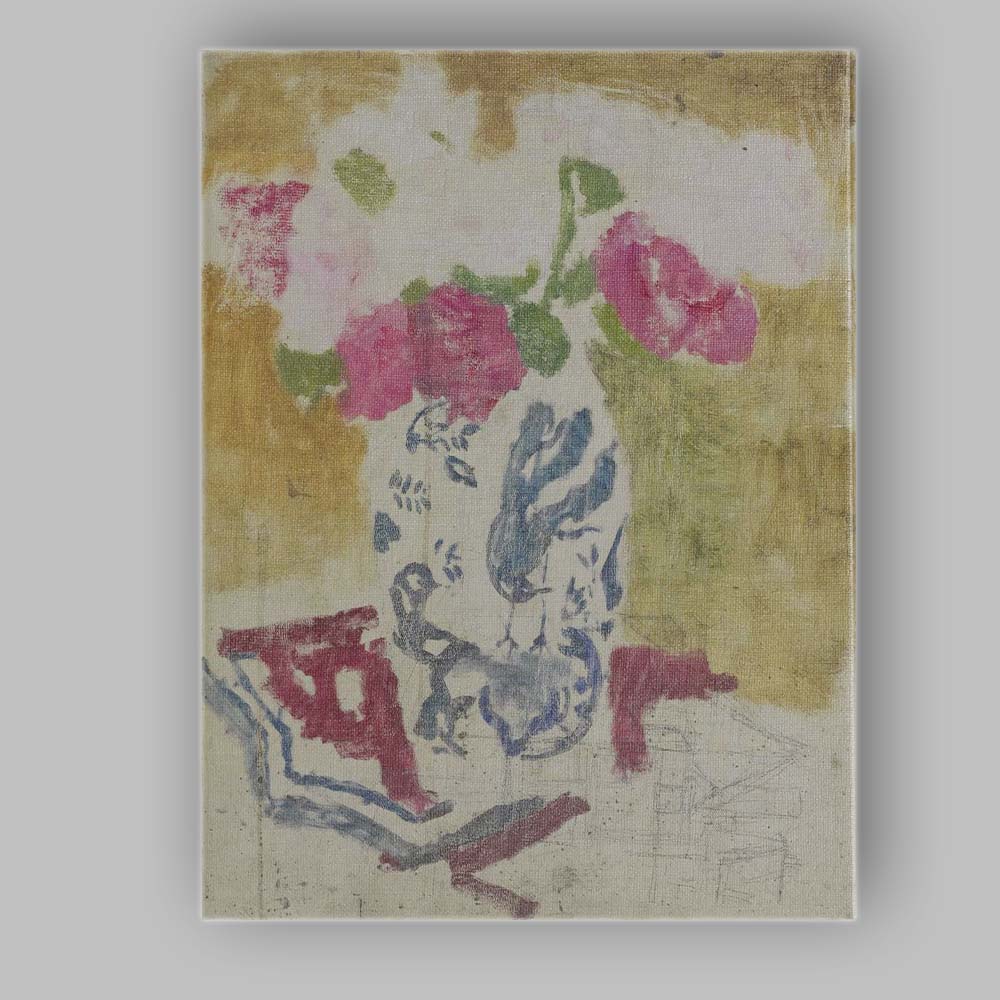 Abstract Pink Floral Still Life Modern Expressionist Painting Canvas Wall Art Print Decor Picture Ready to Hang