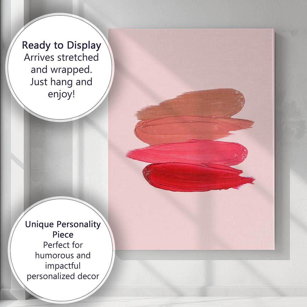 Pink Nude Coral Lipstick Swatch Makeup Beauty Art Canvas Wall Art Print Decor Picture Ready to Hang