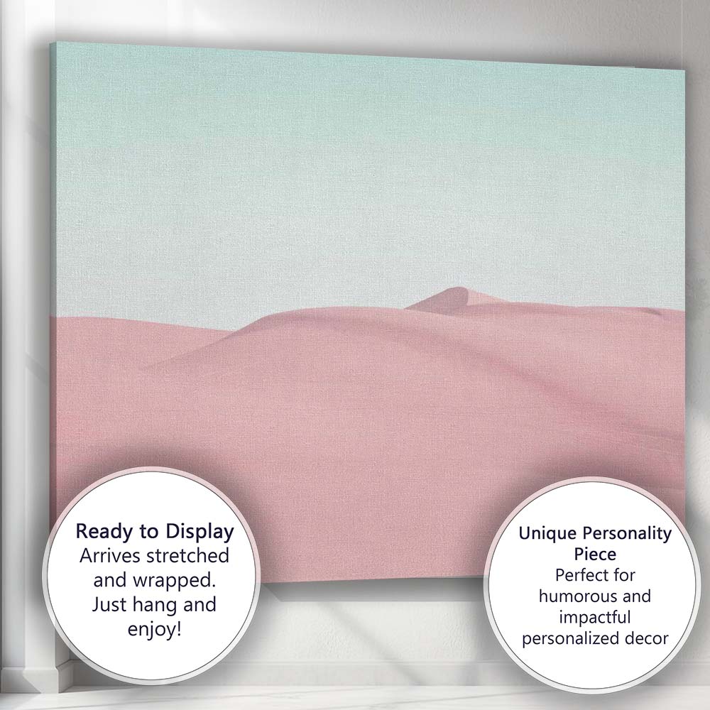 Pastel Pink Desert Sand Dunes Minimal Landscape Canvas Wall Art Print Decor Picture Ready to Hang