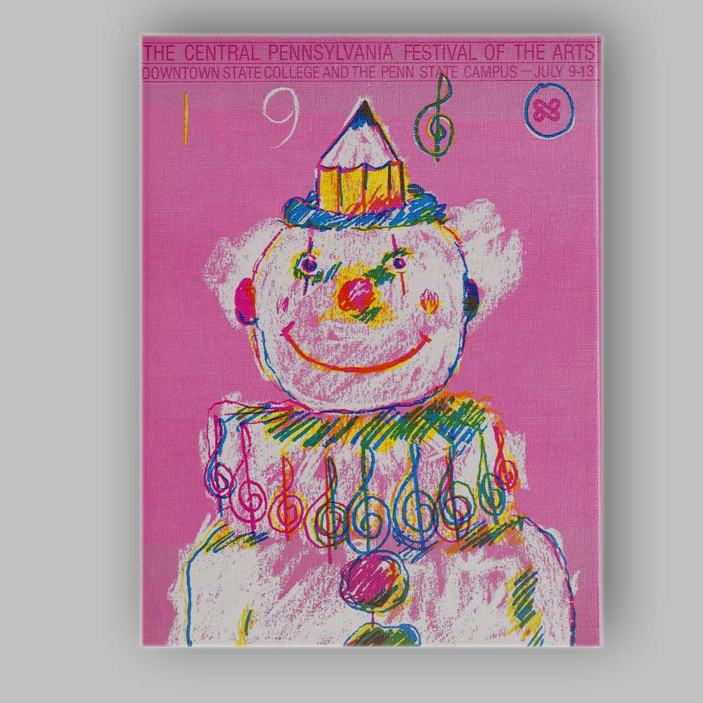 Retro Pink Clown Music Festival Poster Illustration Canvas Wall Art Print Decor Picture Ready to Hang
