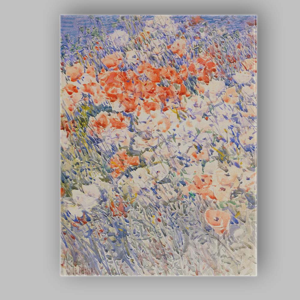 Impressionist Wild Poppy Meadow Watercolour Floral Landscape Canvas Wall Art Print Decor Picture Ready to Hang