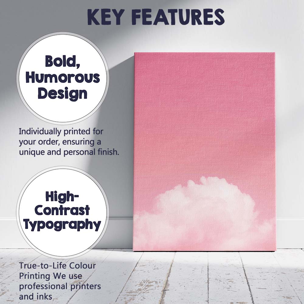 Dreamy Pink Cloud Sky Minimal Aesthetic Landscape Canvas Wall Art Print Decor Picture Ready to Hang