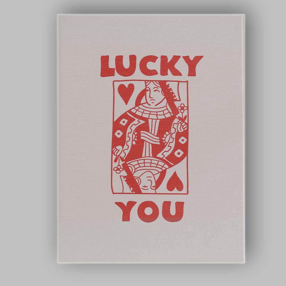 Lucky You Queen of Hearts Red Playing Card Illustration Canvas Wall Art Print Decor Picture Ready to Hang