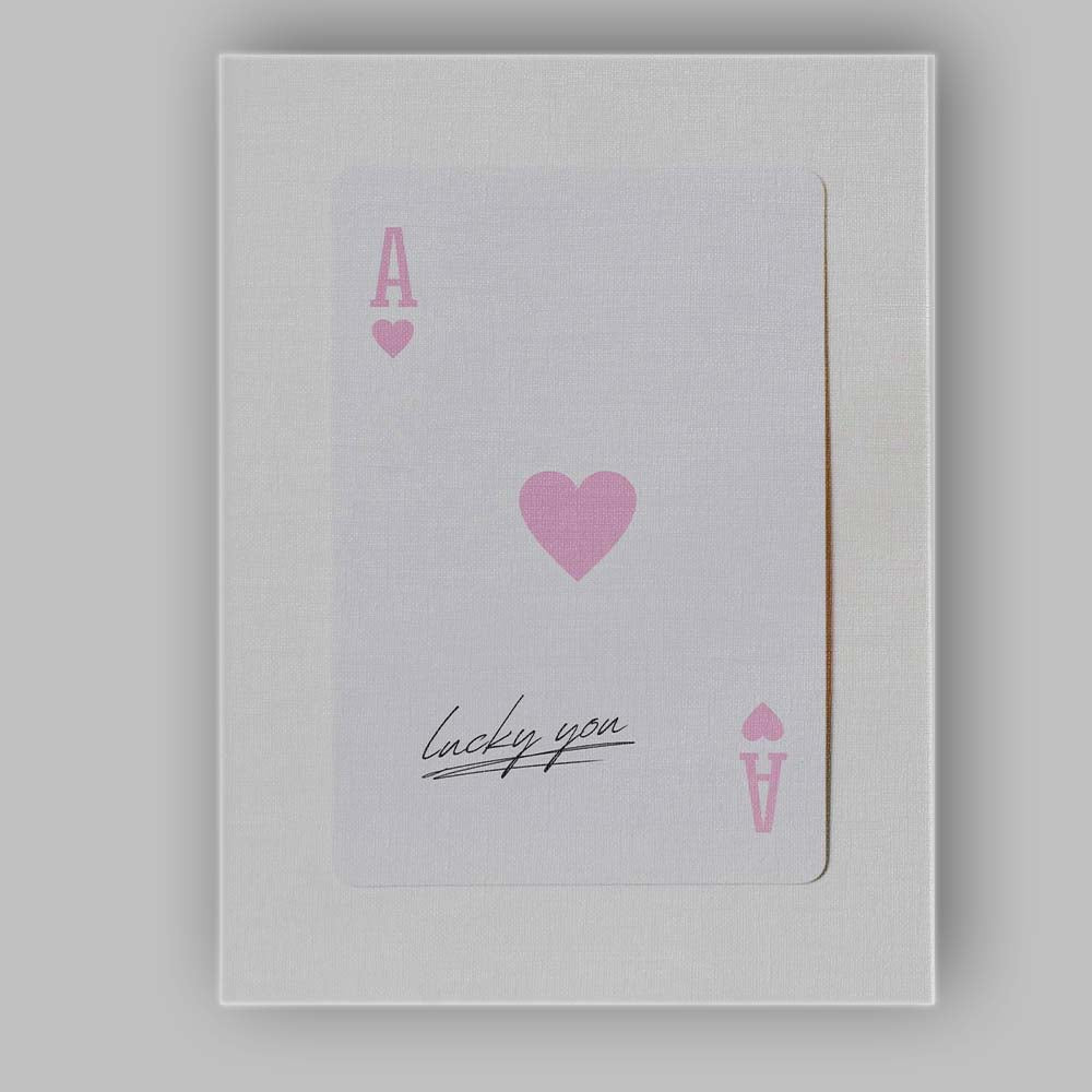 Lucky You Pink Ace of Hearts Minimalist Typography Canvas Wall Art Print Decor Picture Ready to Hang