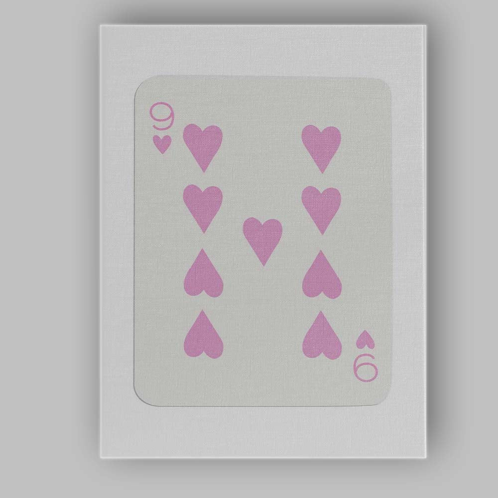 Minimalist Pink Nine of Hearts Playing Card Design Canvas Wall Art Print Decor Picture Ready to Hang