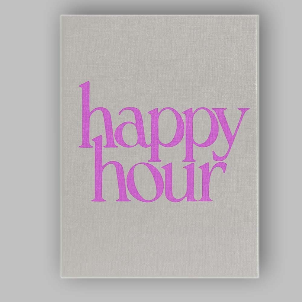 Pink Happy Hour Retro Typography Quote Canvas Wall Art Print Decor Picture Ready to Hang