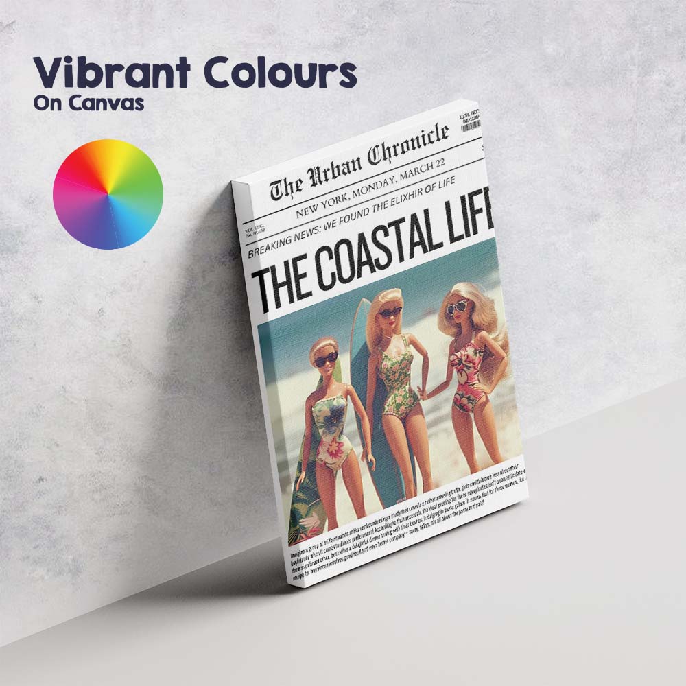 Coastal Beach Life Fashion Newspaper Front Page Poster Canvas Wall Art Print Decor Picture Ready to Hang