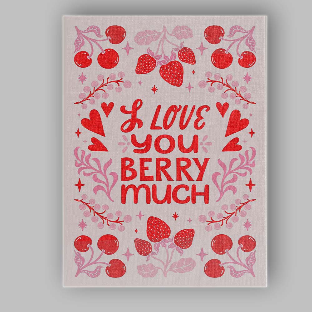 Cute Berry Love Romantic Strawberry Cherry Typography Canvas Wall Art Print Decor Picture Ready to Hang