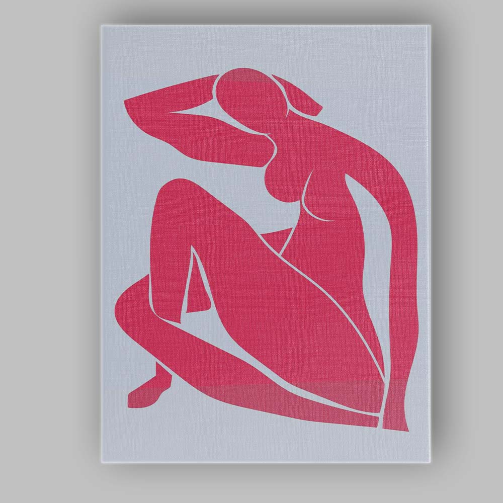 Pink Silhouette Seated Woman Minimalist Figure Canvas Wall Art Print Decor Picture Ready to Hang