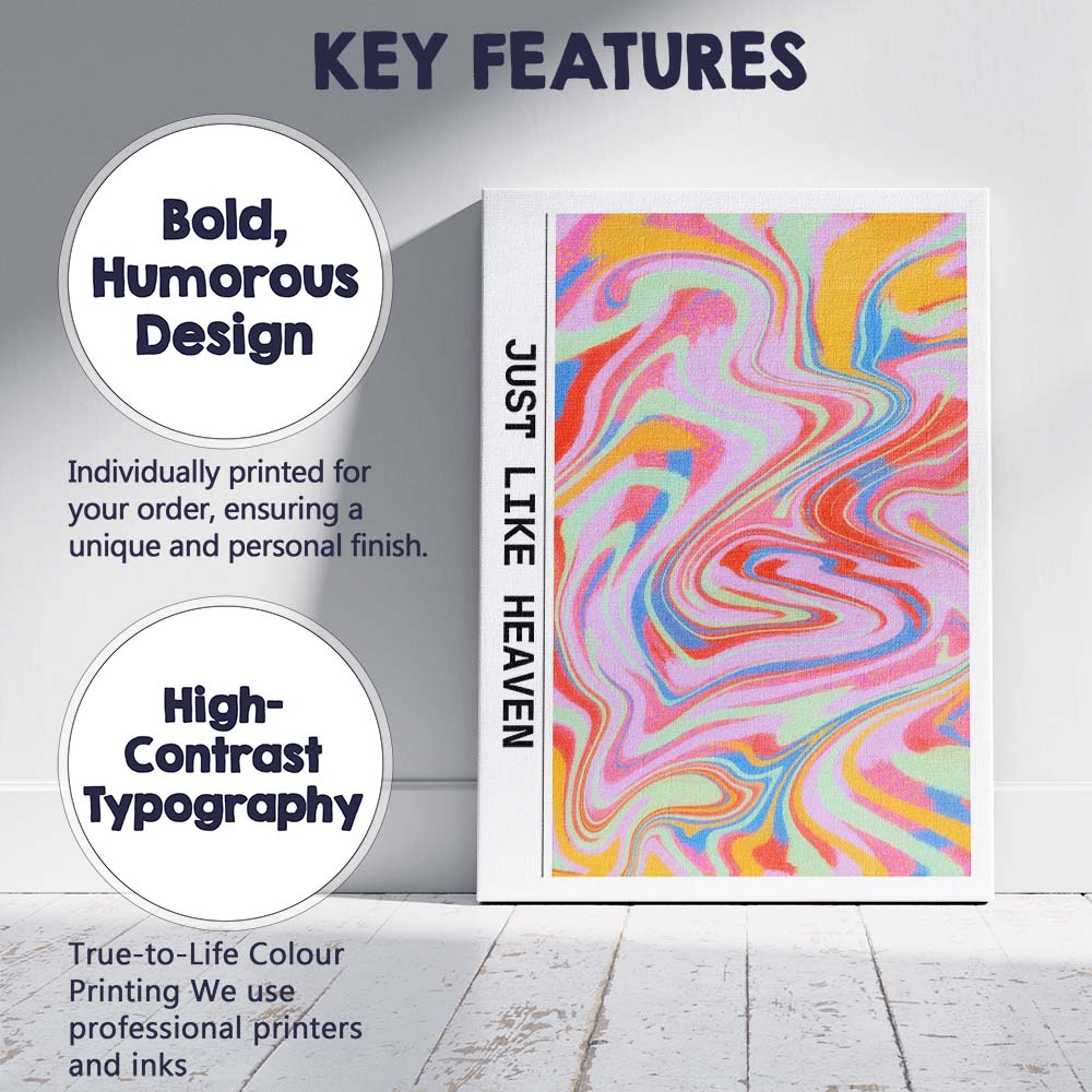Pastel Psychedelic Marble Swirl Just Like Heaven Abstract Canvas Wall Art Print Decor Picture Ready to Hang