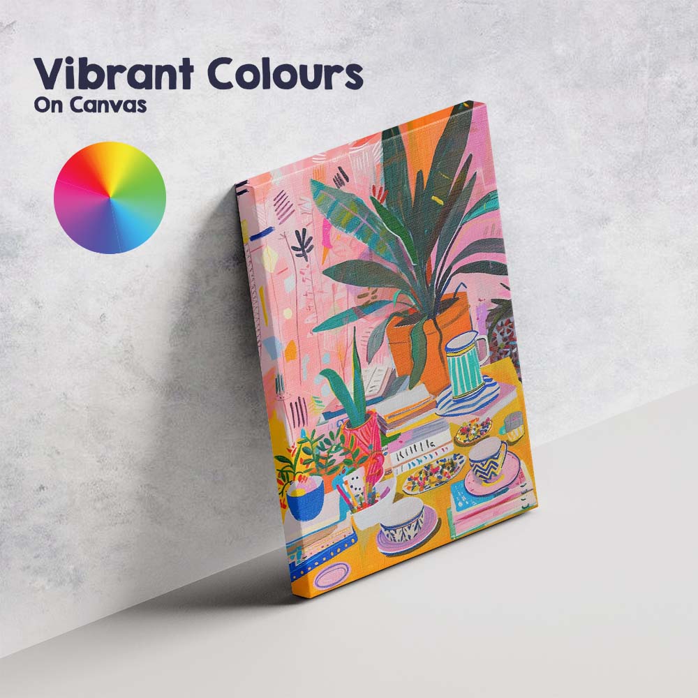 Colourful Creative Studio Interior Houseplants Contemporary Painting Canvas Wall Art Print Decor Picture Ready to Hang