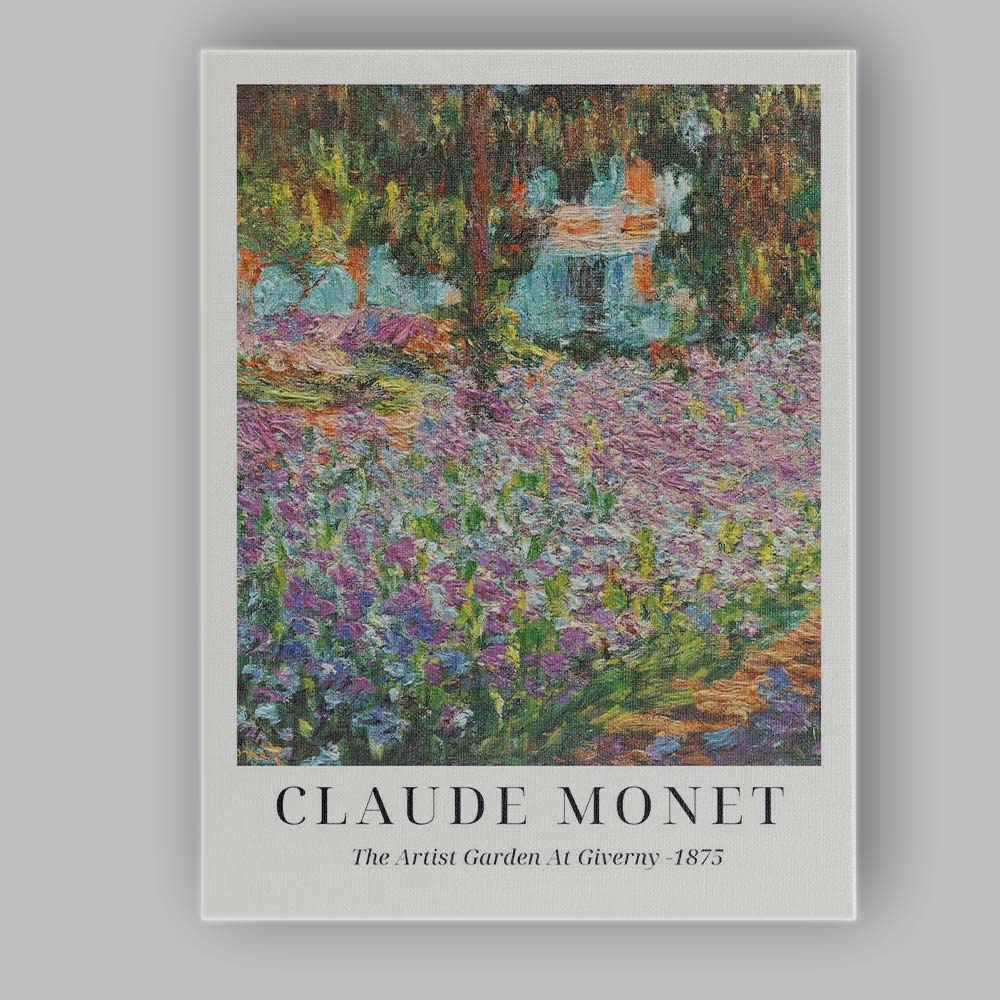 Claude Monet The Artist Garden At Giverny Impressionist Exhibition Poster Canvas Wall Art Print Decor Picture Ready to Hang