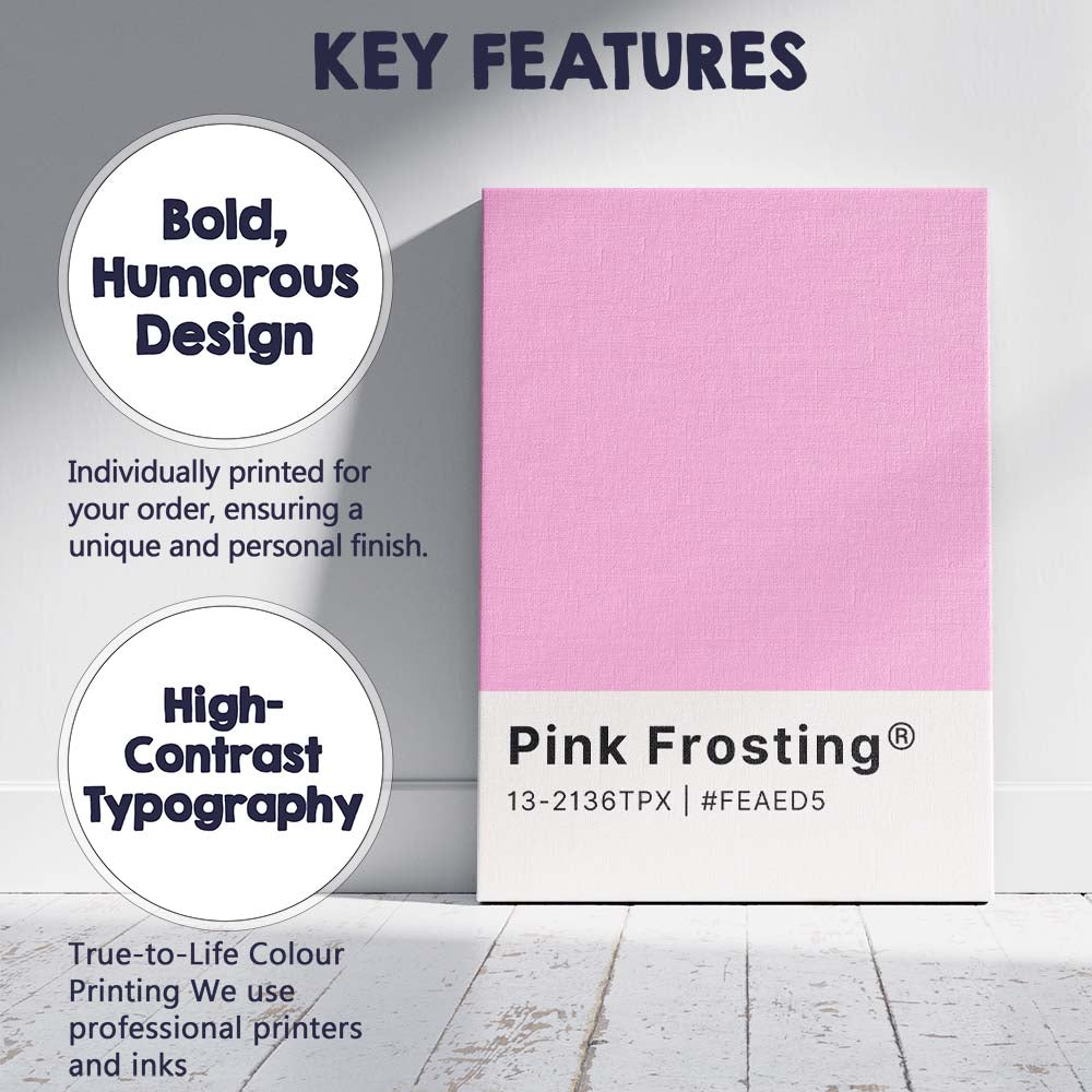 Pink Frosting Pink Colour Swatch Minimal Modern Design Canvas Wall Art Print Decor Picture Ready to Hang
