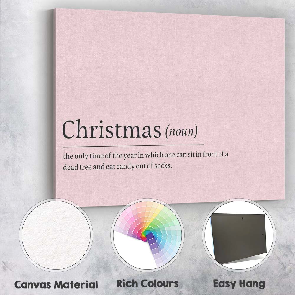 Minimal Blush Pink Christmas Humour Quote Typography Canvas Wall Art Print Decor Picture Ready to Hang
