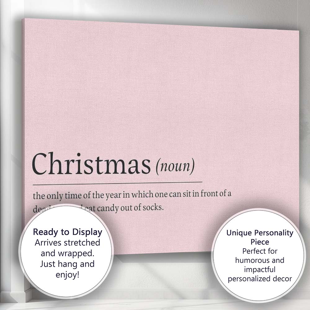 Minimal Blush Pink Christmas Humour Quote Typography Canvas Wall Art Print Decor Picture Ready to Hang