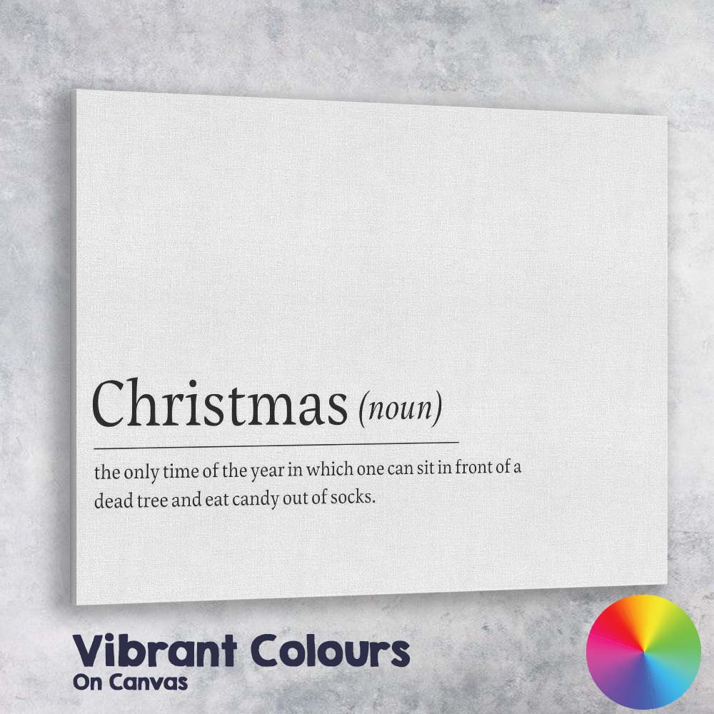 Funny Christmas Dictionary Definition Typography Quote Minimalist Canvas Wall Art Print Decor Picture Ready to Hang