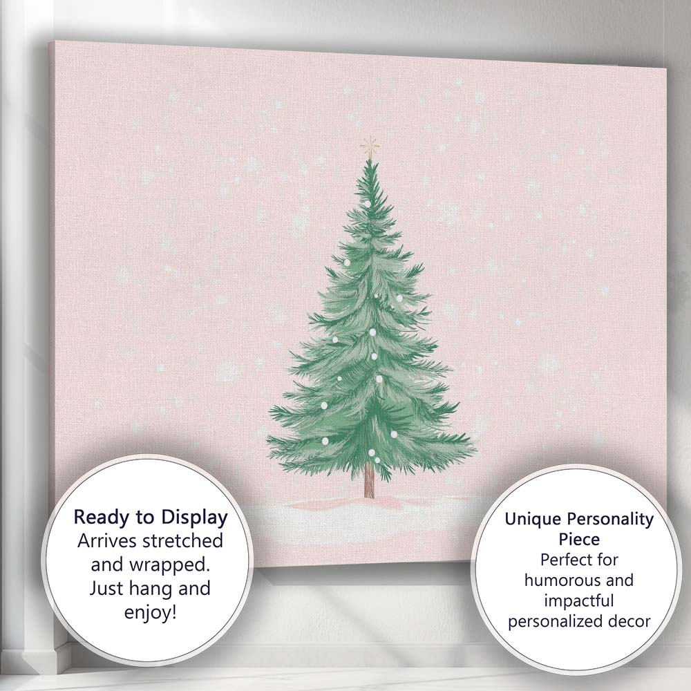 Minimalist Watercolour Christmas Tree Snowfall Winter Landscape Canvas Wall Art Print Decor Picture Ready to Hang