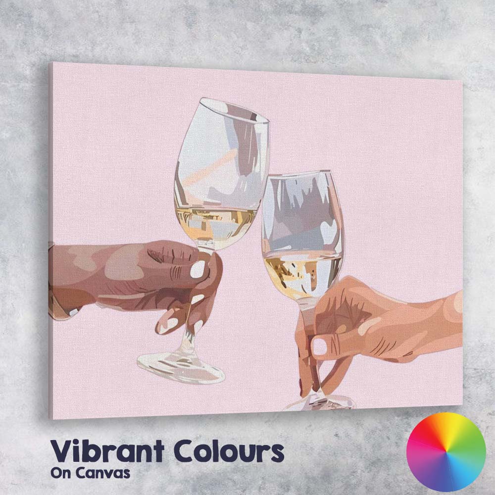 Christmas Champagne Toast Minimalist Festive Celebration Illustration Canvas Wall Art Print Decor Picture Ready to Hang