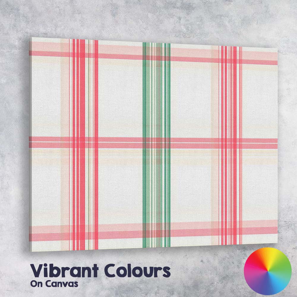 Classic Pink Green Christmas Plaid Check Seamless Pattern Canvas Wall Art Print Decor Picture Ready to Hang