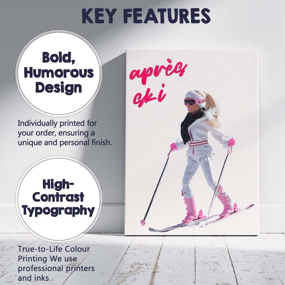 Après Ski Fashion Doll Winter Sports Illustration Canvas Wall Art Print Decor Picture Ready to Hang