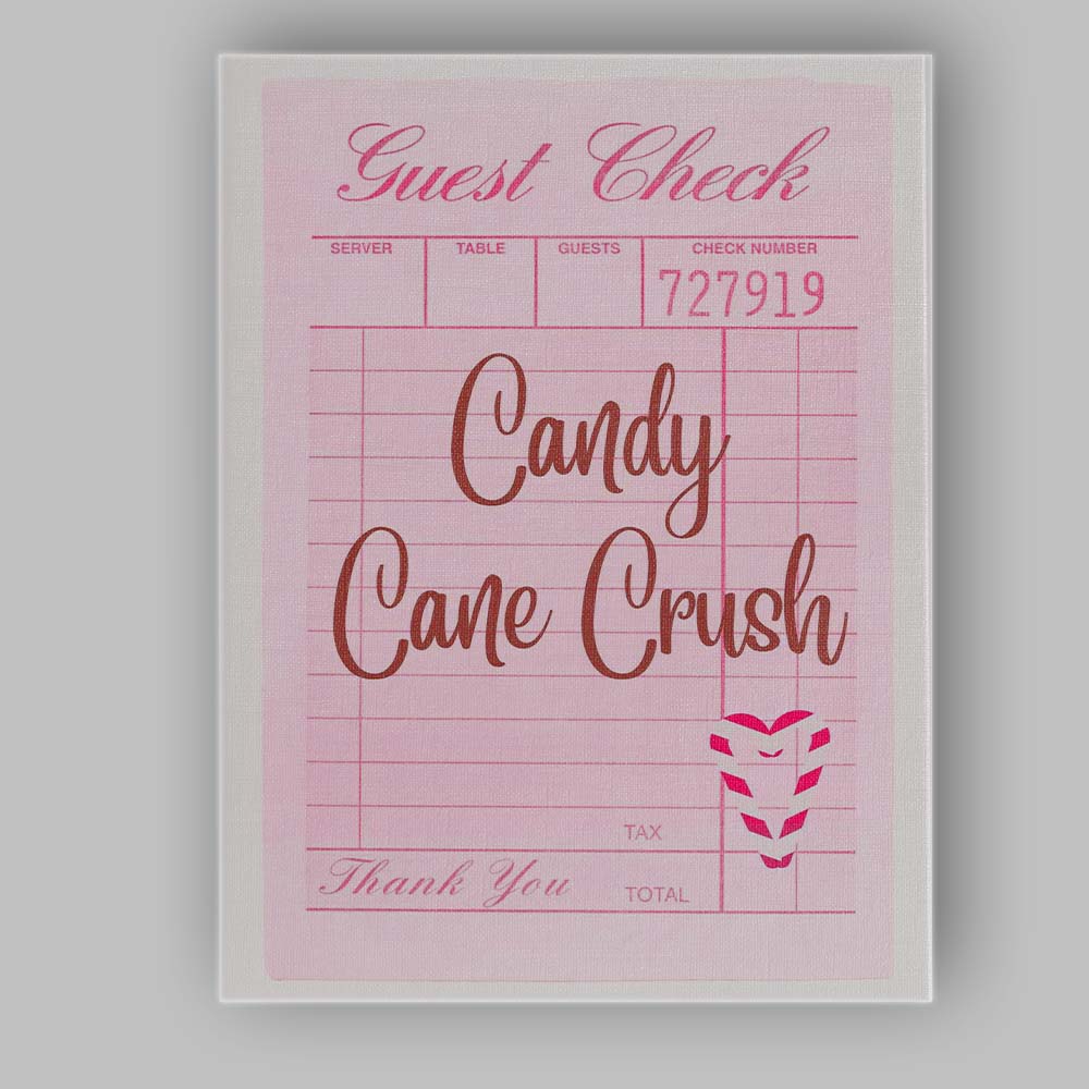Candy Cane Crush Retro Guest Check Christmas Typography Canvas Wall Art Print Decor Picture Ready to Hang