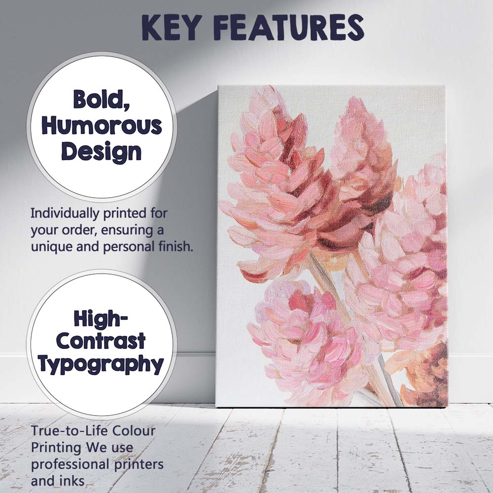 Blush Pink Botanical Pine Cone Floral Textured Painting Canvas Wall Art Print Decor Picture Ready to Hang
