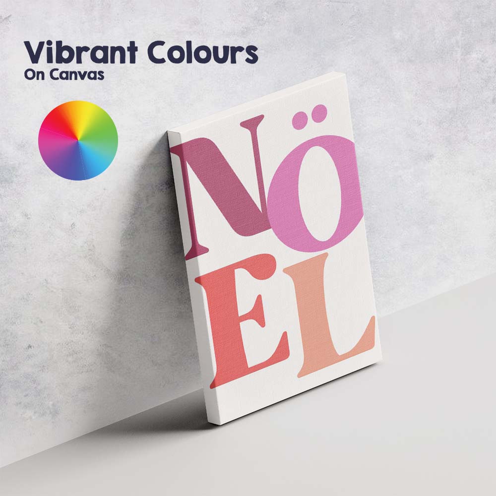 Modern Colourful Noel Typography Minimalist Christmas Quote Canvas Wall Art Print Decor Picture Ready to Hang