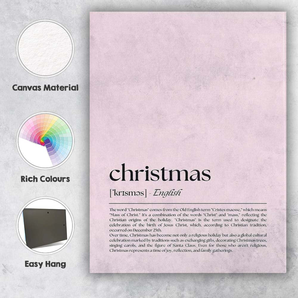 Minimalist Christmas Dictionary Definition Typography Print Canvas Wall Art Print Decor Picture Ready to Hang