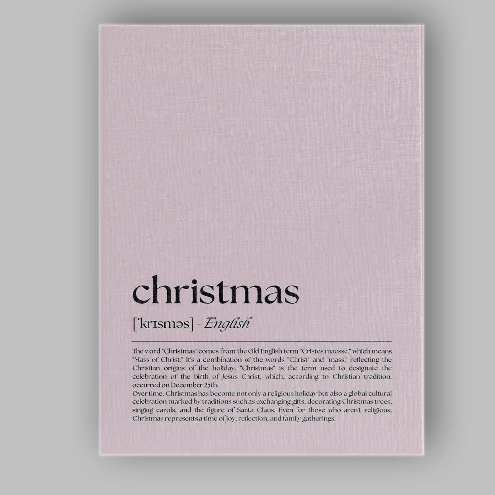 Minimalist Christmas Dictionary Definition Typography Print Canvas Wall Art Print Decor Picture Ready to Hang