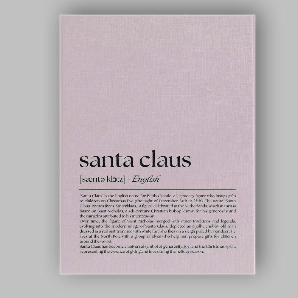 Minimalist Santa Claus Dictionary Definition Typography Print Canvas Wall Art Print Decor Picture Ready to Hang