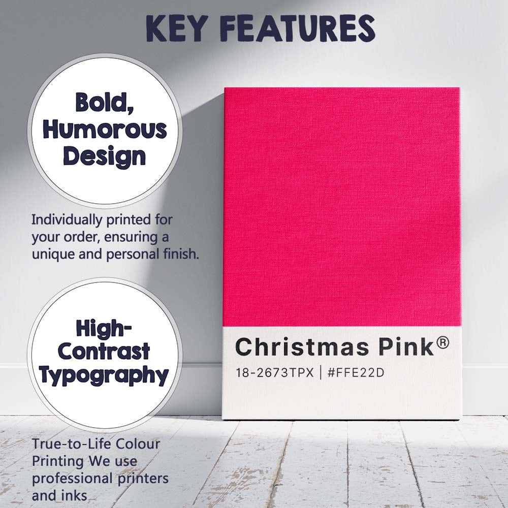 Bold Christmas Pink Colour Swatch Minimalist Abstract Canvas Wall Art Print Decor Picture Ready to Hang