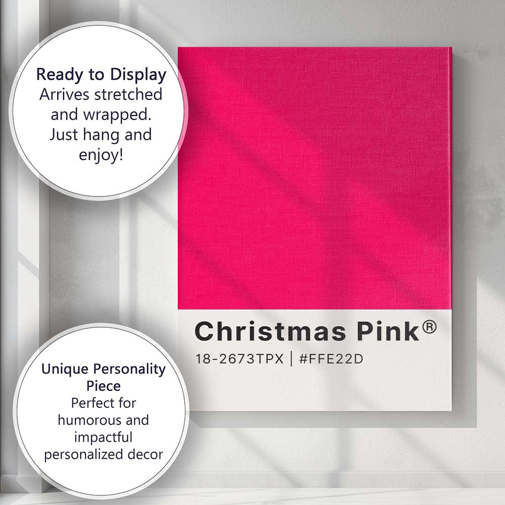 Bold Christmas Pink Colour Swatch Minimalist Abstract Canvas Wall Art Print Decor Picture Ready to Hang