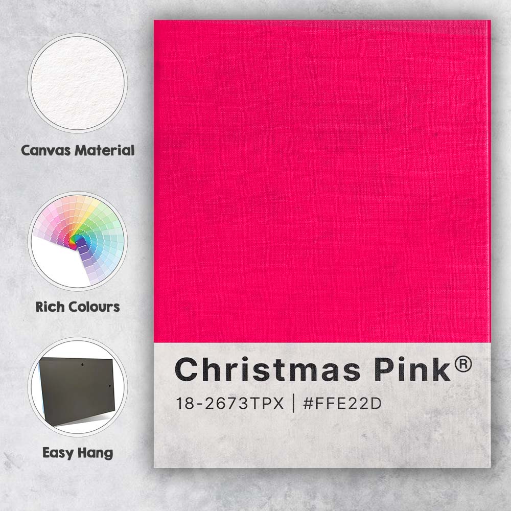 Bold Christmas Pink Colour Swatch Minimalist Abstract Canvas Wall Art Print Decor Picture Ready to Hang