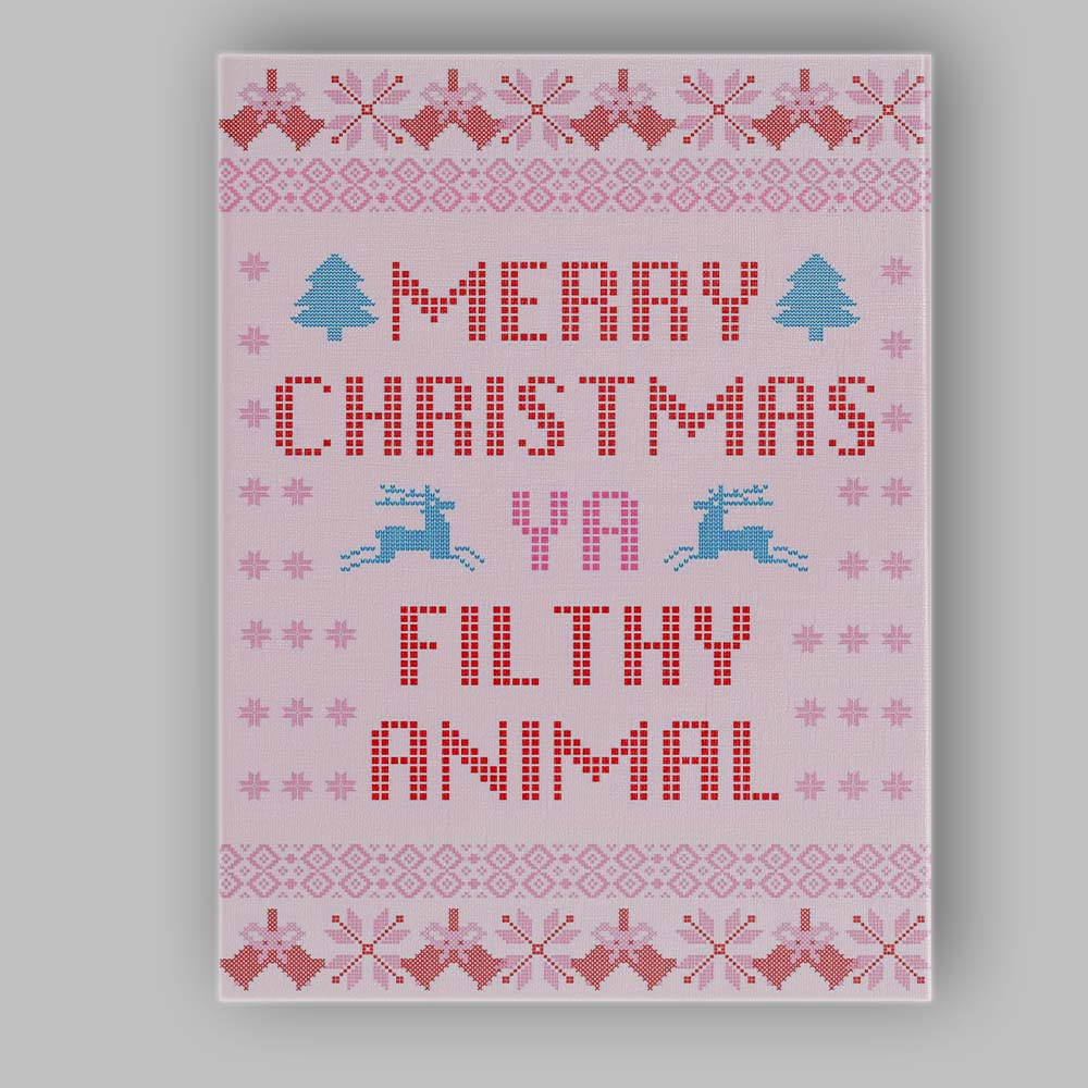 Pink Nordic Christmas Typography Funny Holiday Quote Canvas Wall Art Print Decor Picture Ready to Hang