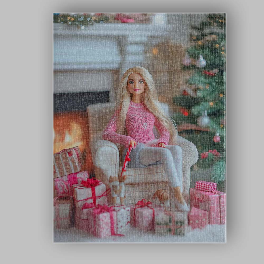 Cozy Christmas Fashion Doll Living Room Gifts Canvas Wall Art Print Decor Picture Ready to Hang