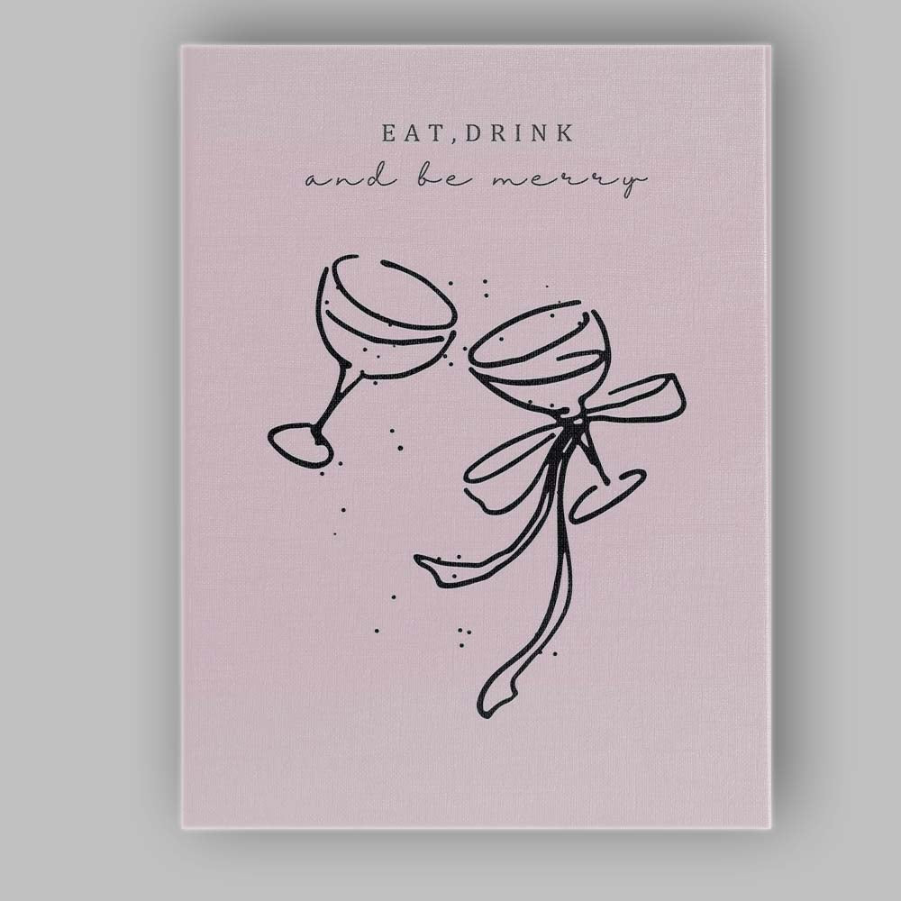 Minimalist Eat Drink And Be Merry Christmas Quote Canvas Wall Art Print Decor Picture Ready to Hang