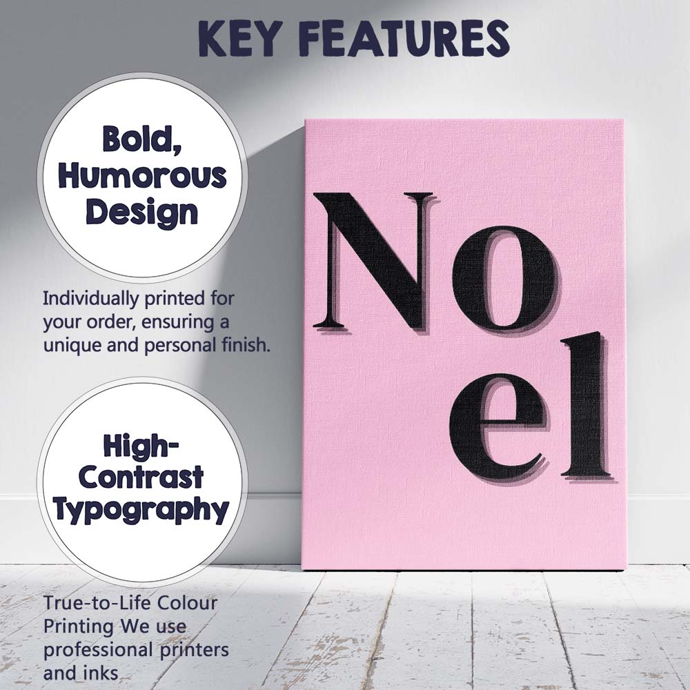 Minimalist Pink Noel Typography Christmas Quote Canvas Wall Art Print Decor Picture Ready to Hang