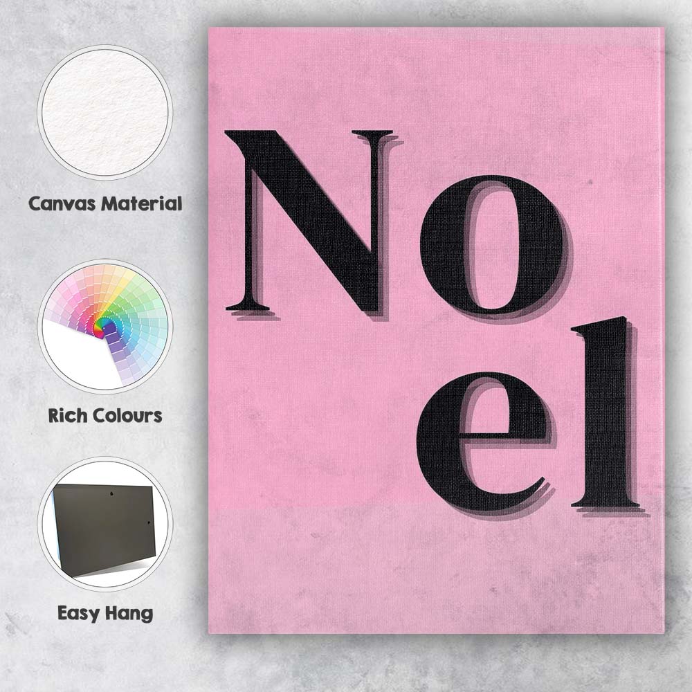 Minimalist Pink Noel Typography Christmas Quote Canvas Wall Art Print Decor Picture Ready to Hang