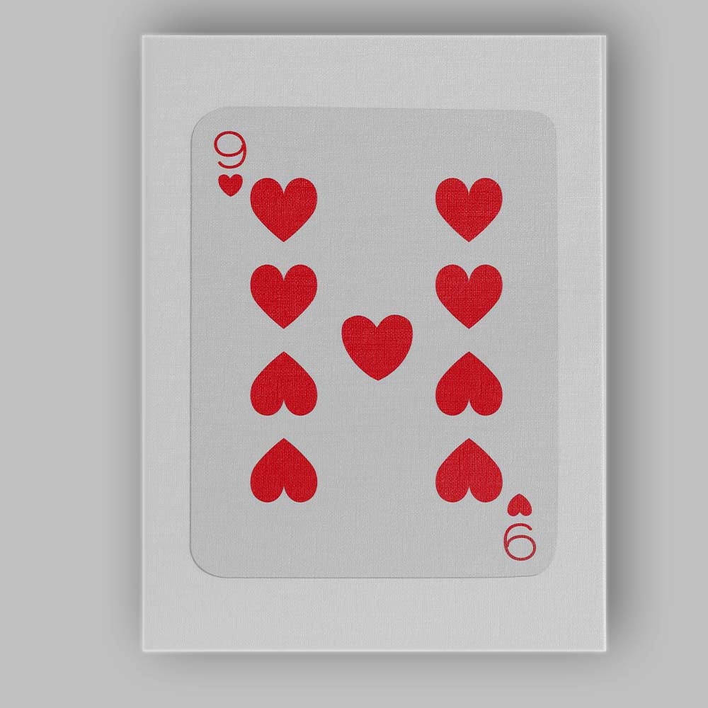 Minimalist Nine of Hearts Red Playing Card Modern Canvas Wall Art Print Decor Picture Ready to Hang