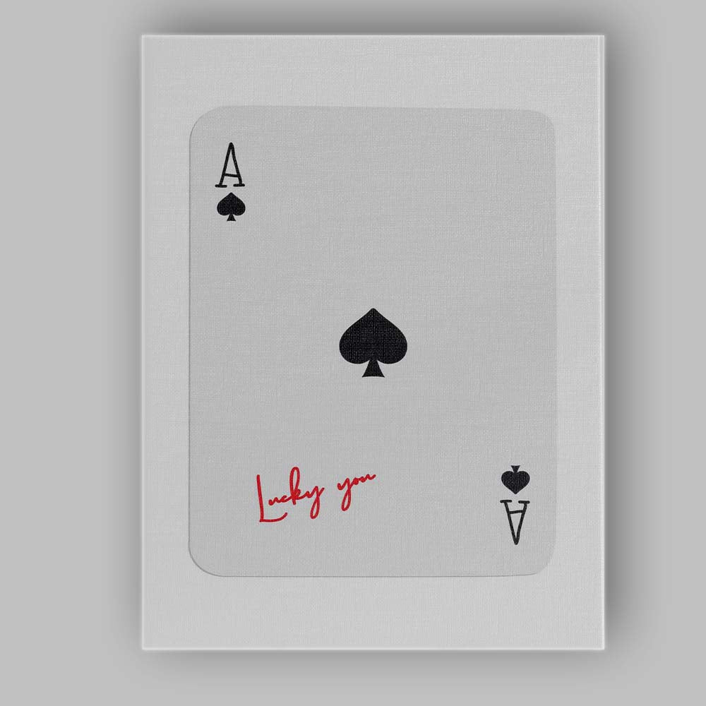 Minimalist Ace of Spades Lucky You Playing Card Canvas Wall Art Print Decor Picture Ready to Hang