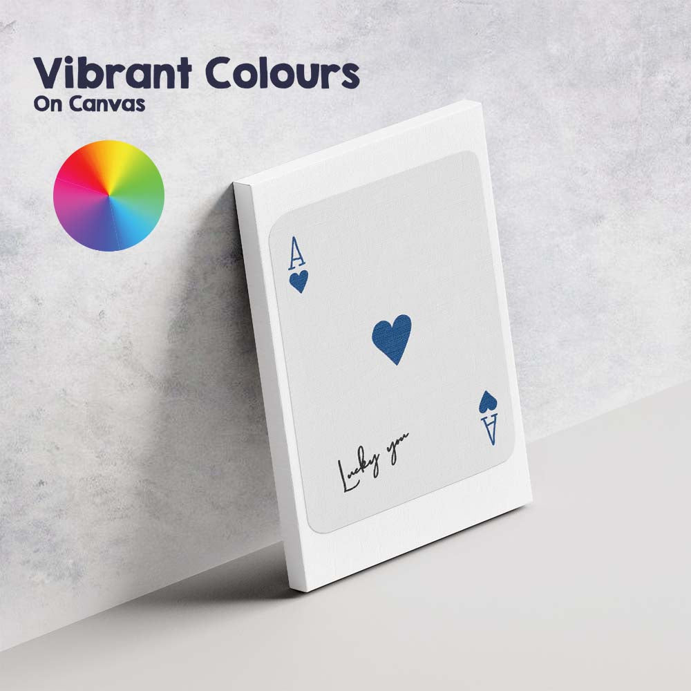 Minimalist Blue Ace of Hearts Lucky You Playing Card Canvas Wall Art Print Decor Picture Ready to Hang