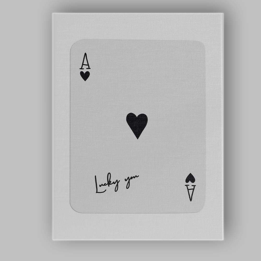 Minimalist Ace of Hearts Black Lucky You Playing Card Canvas Wall Art Print Decor Picture Ready to Hang