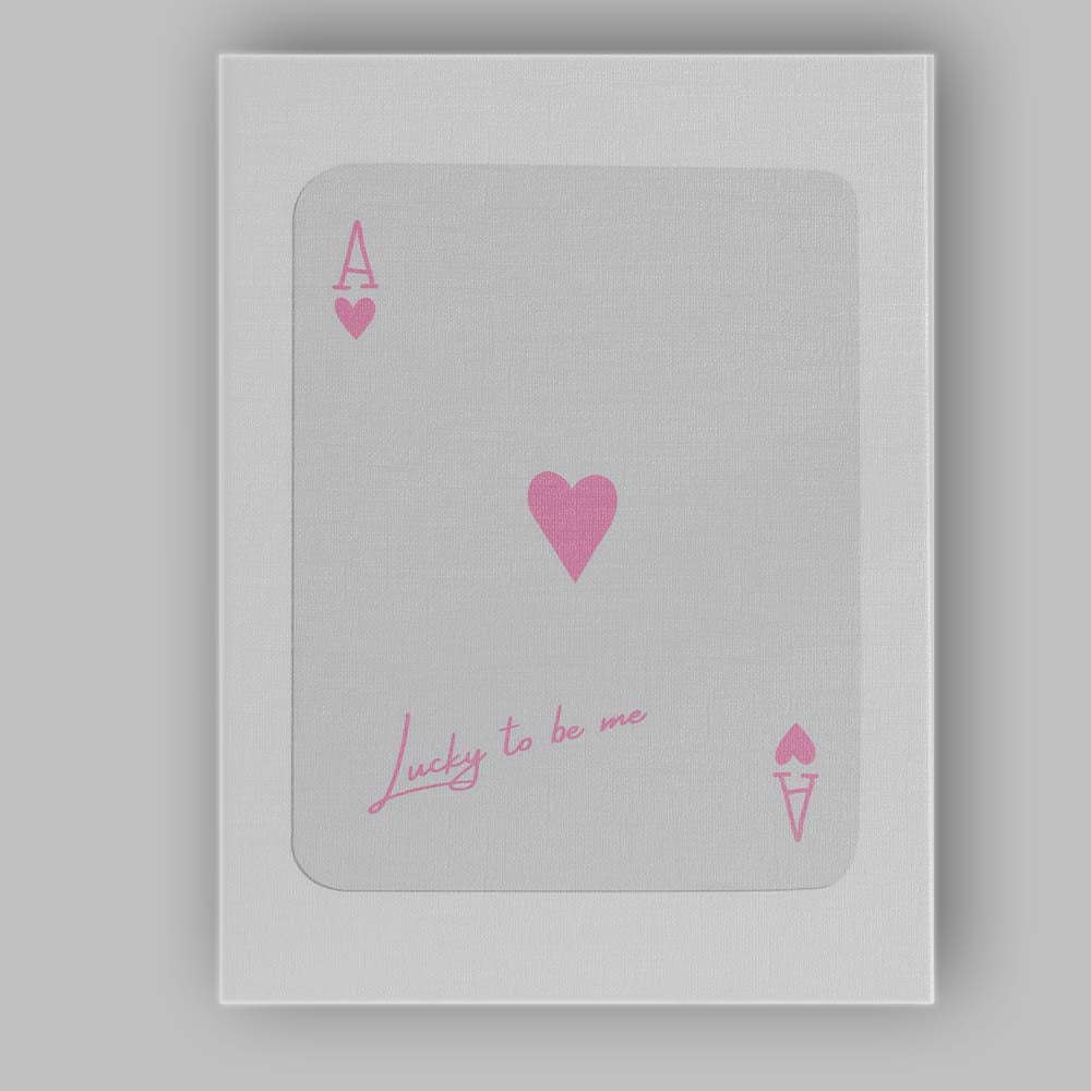 Minimalist Pink Ace of Hearts Lucky To Be Me Playing Card Canvas Wall Art Print Decor Picture Ready to Hang