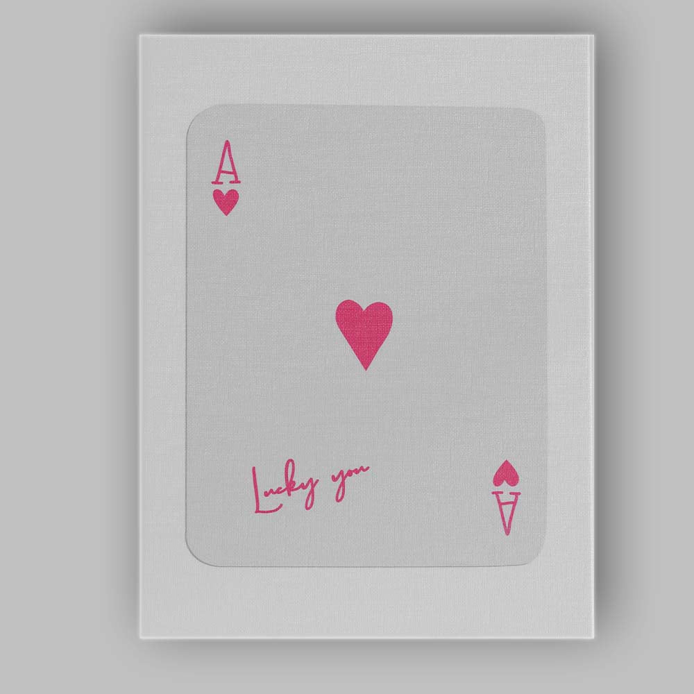 Minimalist Pink Ace of Hearts Lucky You Playing Card Canvas Wall Art Print Decor Picture Ready to Hang