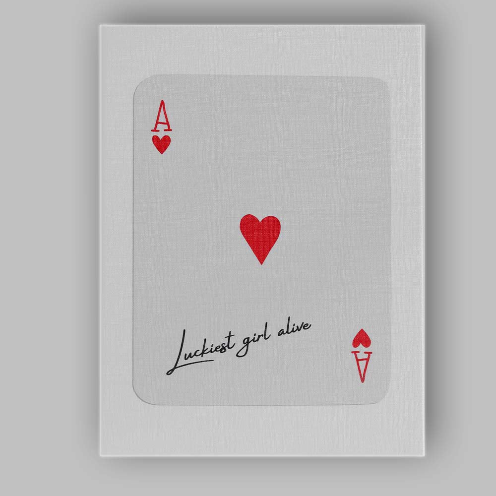 Minimalist Red Ace of Hearts Luckiest Girl Alive Playing Card Canvas Wall Art Print Decor Picture Ready to Hang