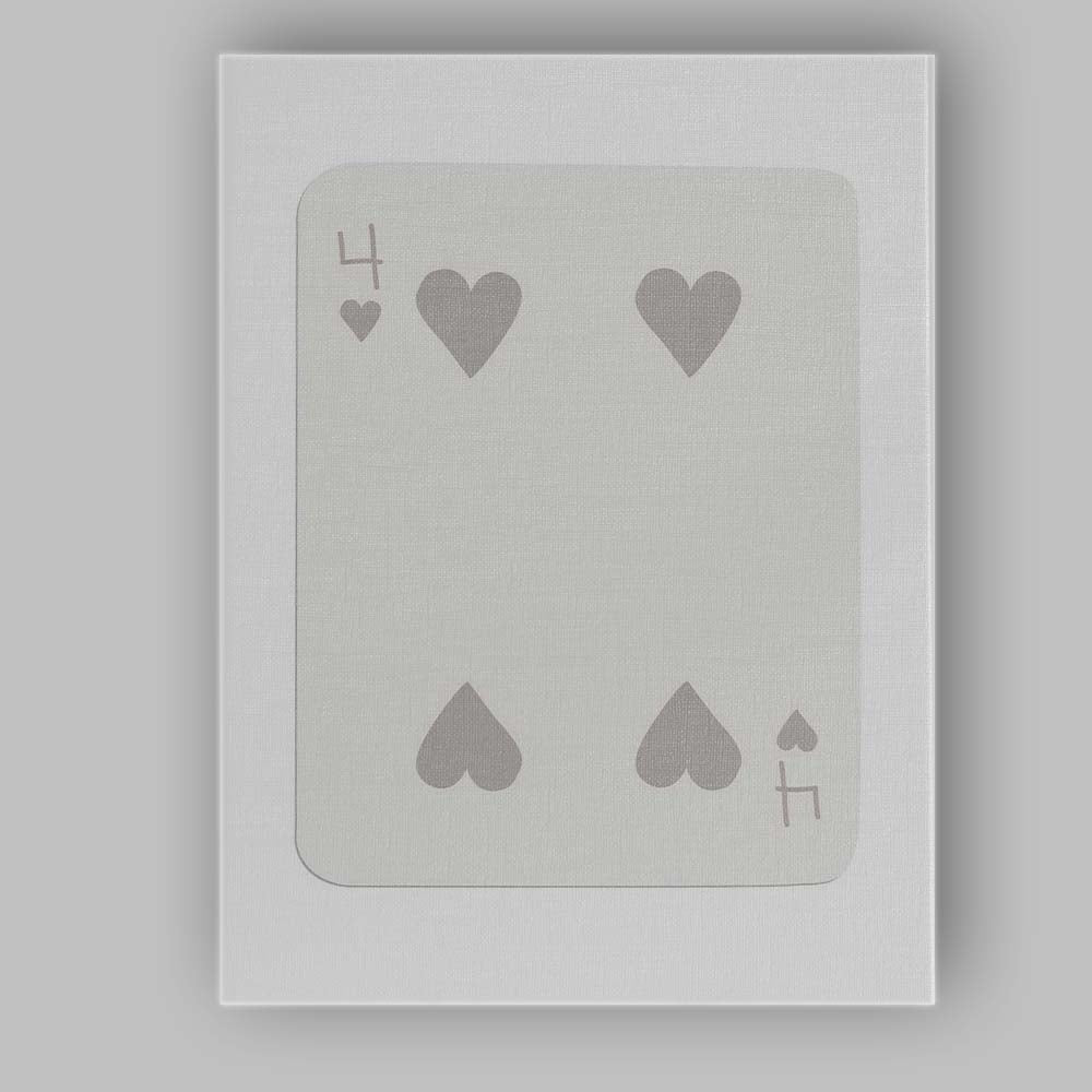 Minimalist Four of Hearts Playing Card Modern Neutral Design Canvas Wall Art Print Decor Picture Ready to Hang