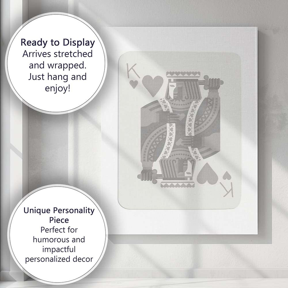Minimalist King of Hearts Playing Card Classic Sword Illustration Canvas Wall Art Print Decor Picture Ready to Hang