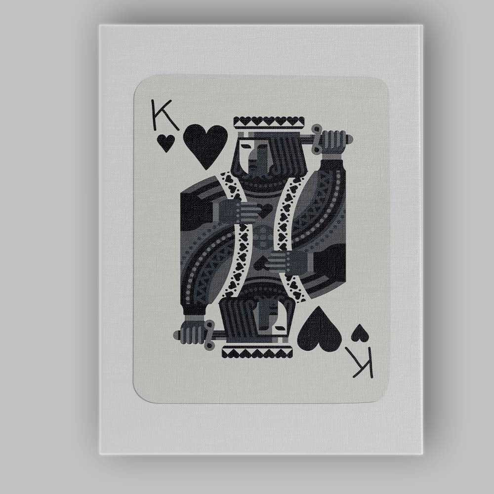 Minimalist Black King of Hearts Playing Card Classic Court Design Canvas Wall Art Print Decor Picture Ready to Hang