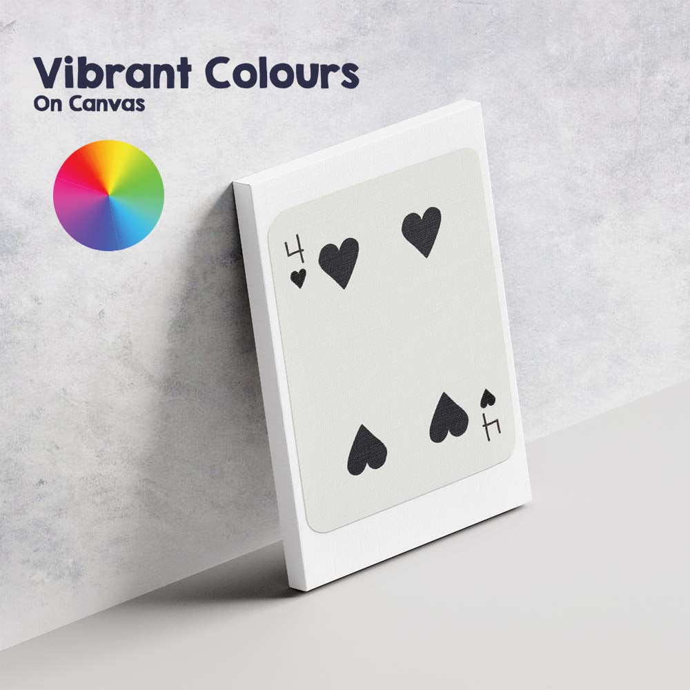 Minimalist Black Four of Hearts Playing Card Modern Classic Design Canvas Wall Art Print Decor Picture Ready to Hang